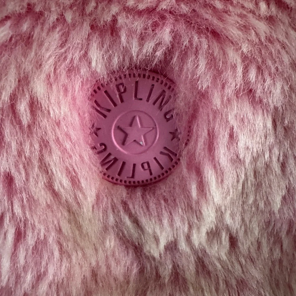 Kipling Aras Furry Shoulder Bag Pink Y2K Barbiecore Faux Fur - Picture 3 of 13